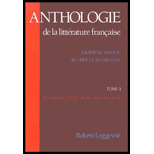 Anthologie de la Litterature Francaise, Tome I: Des Origines a la fin du Dix-Huitieme Siecle
